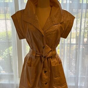 Stylish Tan Button-Up Dress